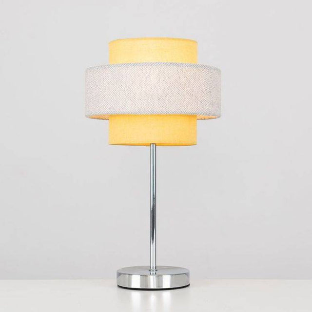 Weaver Mustard And Grey Herringbone Touch Table Lamp - Comet Lighting