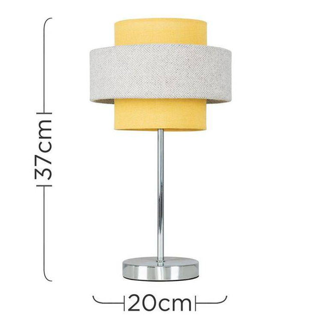 Weaver Mustard And Grey Herringbone Touch Table Lamp - Comet Lighting