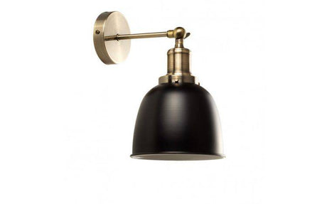 Wilhelm Brass Style Wall Light Black Shade - Comet Lighting