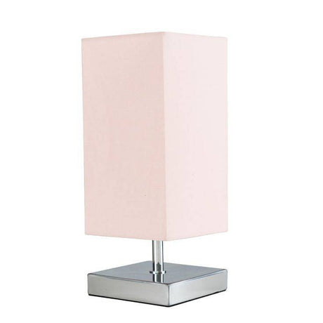 Yuko Square Chrome Touch Table With Pink Shade - Comet Lighting