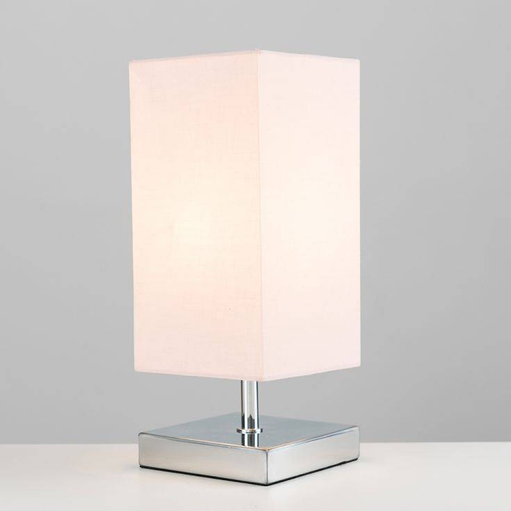 Yuko Square Chrome Touch Table With Pink Shade - Comet Lighting