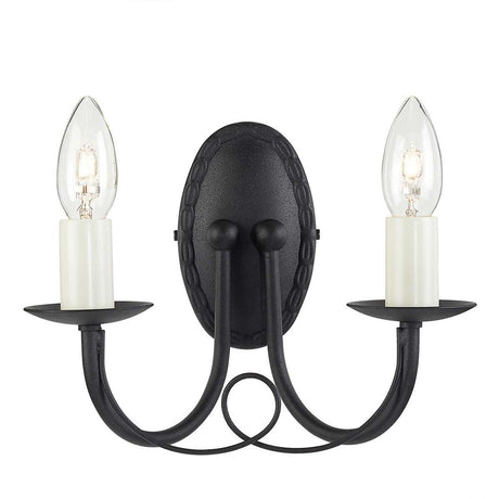 Minster 2 Light Wall Light - Black - Comet Lighting