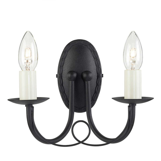 Minster 2 Light Wall Light - Black - Comet Lighting