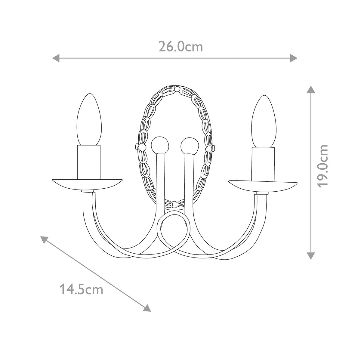 Minster 2 Light Wall Light - Black - Comet Lighting