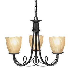 Minster 3 Light Chandelier - Black - Comet Lighting
