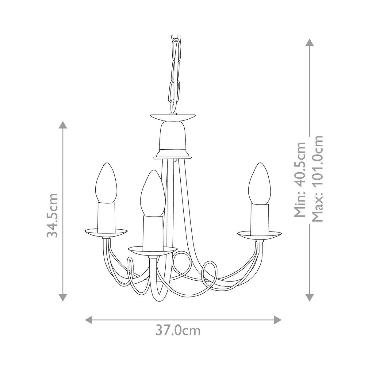 Minster 3 Light Chandelier - Black/Gold - Comet Lighting