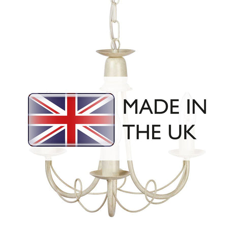 Minster 3 Light Chandelier - Ivory Gold - Comet Lighting