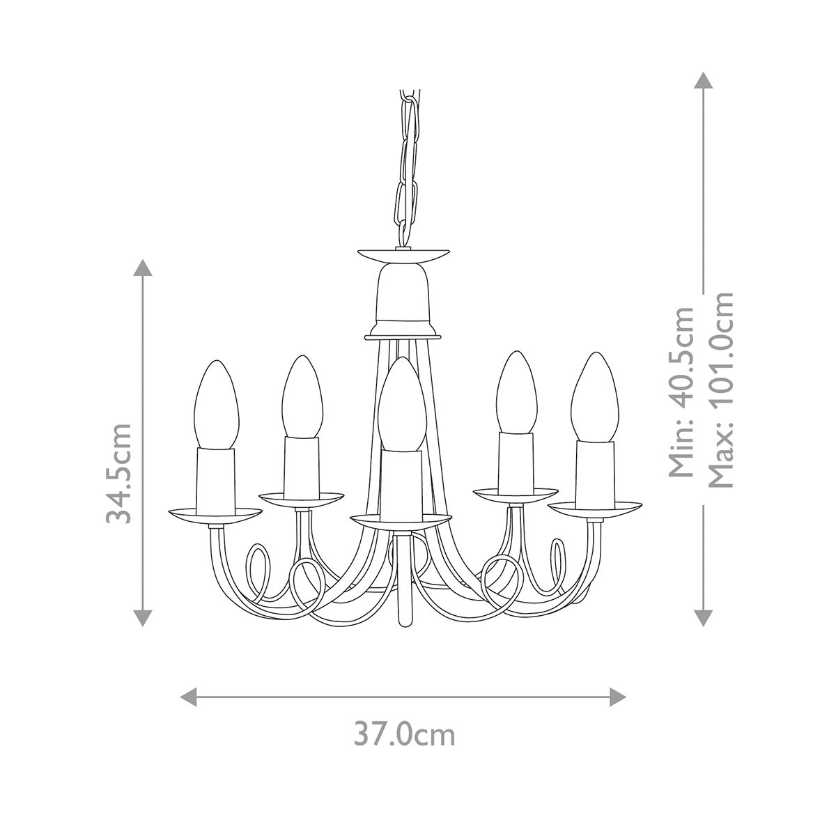 Minster 5 Light Chandelier - Black - Comet Lighting