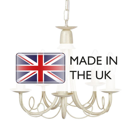 Minster 5 Light Chandelier - Ivory Gold - Comet Lighting