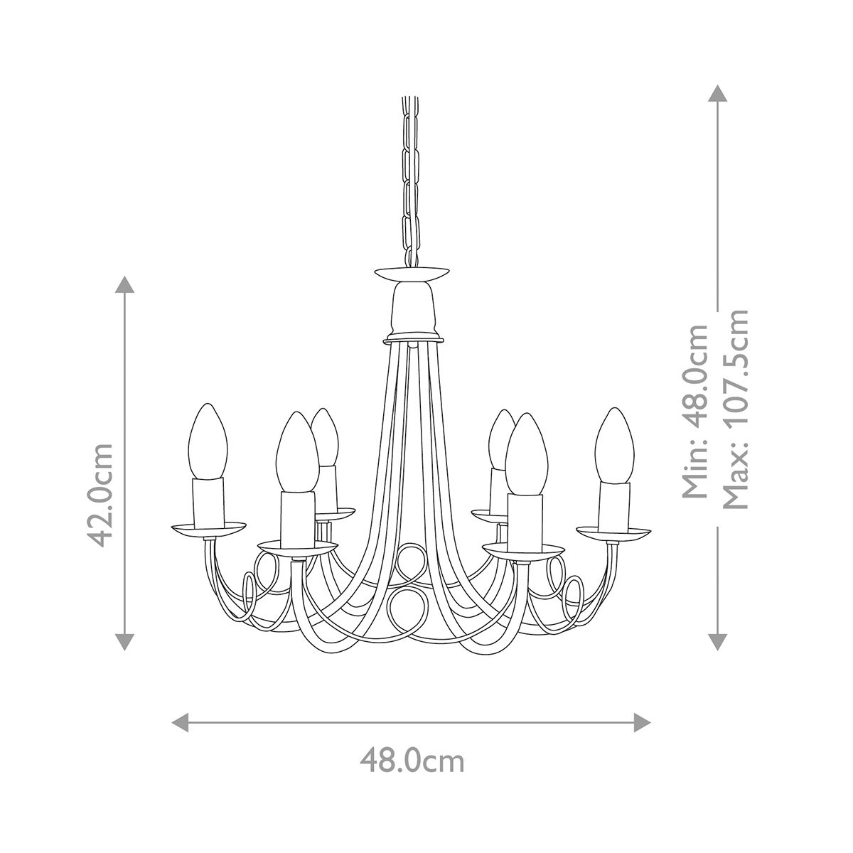 Minster 6-Light Chandelier Black - Comet Lighting