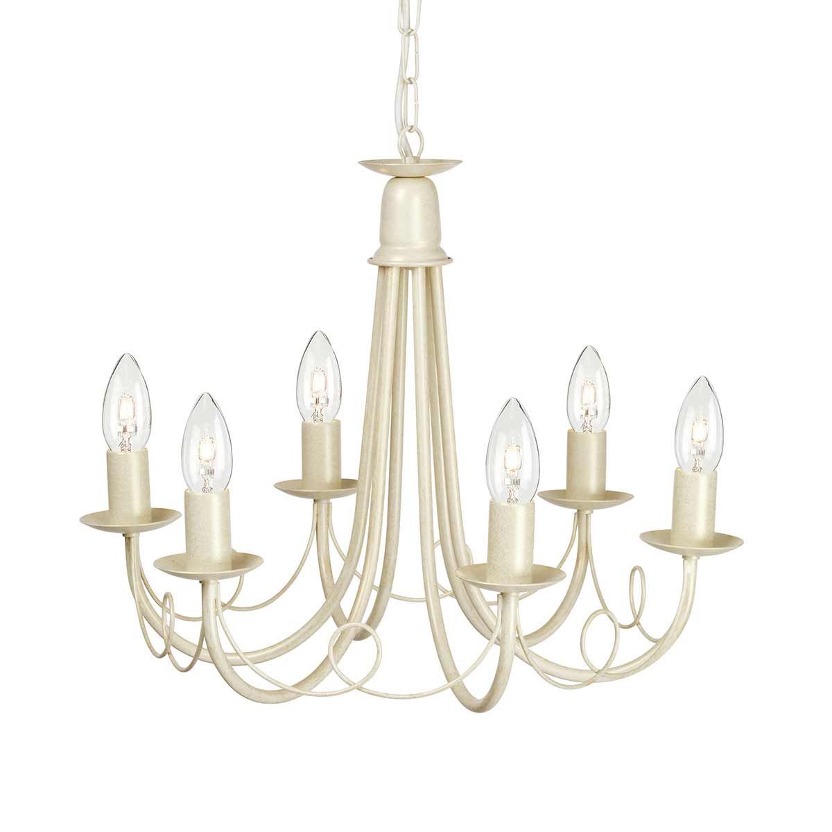 Minster 6-Light Chandelier Ivory Gold - Comet Lighting