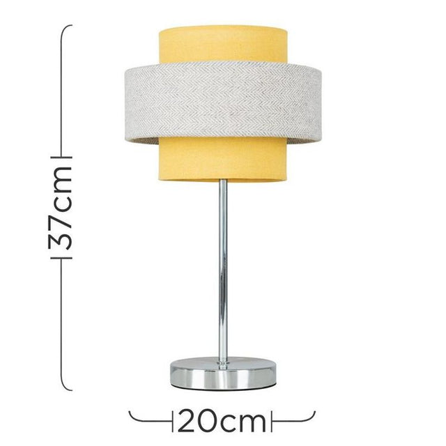 Weaver Mustard And Grey Herringbone Touch Table Lamp
