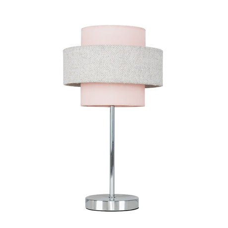 Weaver Blush Pink And Grey Herringbone Touch Table Lamp