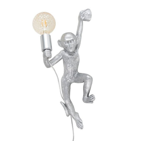 Monkey Holding A Light Bulb Wall Light In Silver