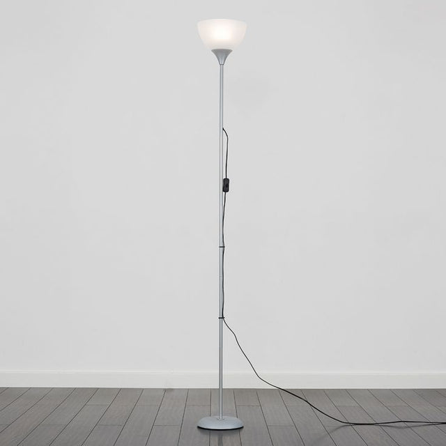 Dalby Silver Floor Lamp With White Shade
