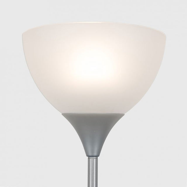 Dalby Silver Floor Lamp With White Shade