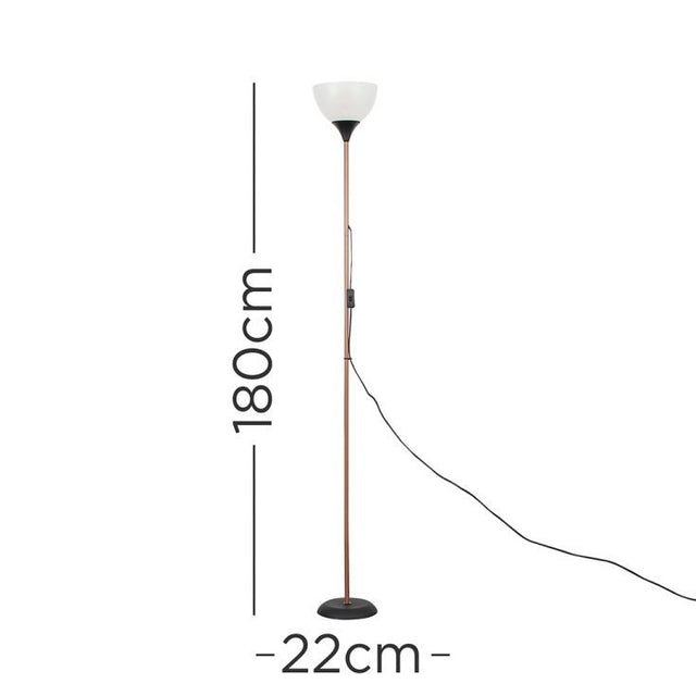 Dalby Copper And Black Floor Lamp With White Shade