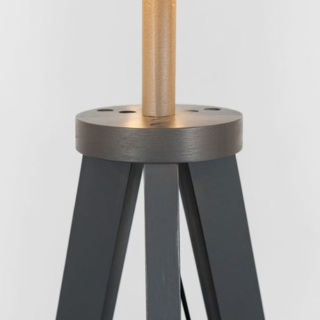 Morrigan Grey Wood Tripod Floor Lamp With Shelf
