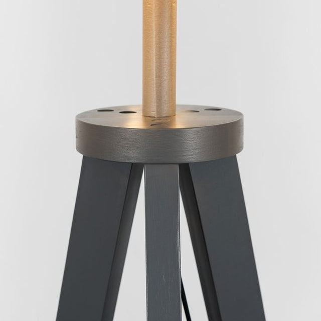 Morrigan Grey Wood Tripod Floor Lamp With Shelf