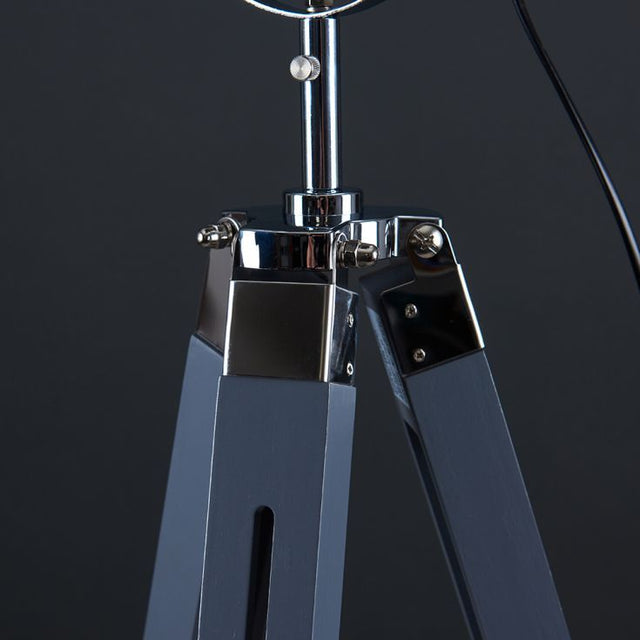 Starboard Spotlight Cool Grey and Chrome Tripod Floor Lamp