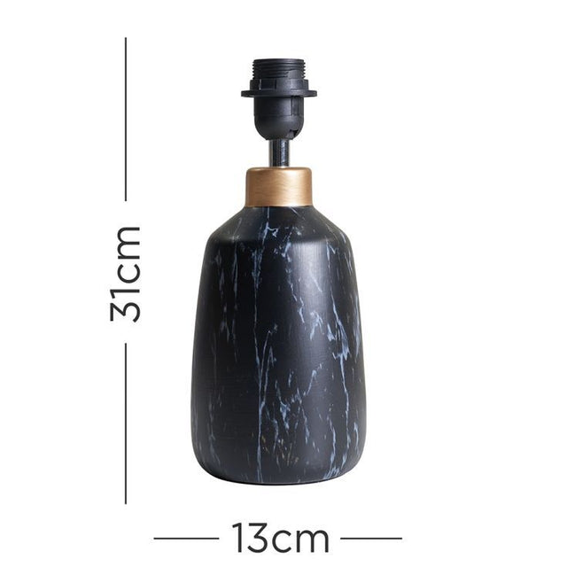 Selma Black Marble Effect Table Lamp With Copper Cap