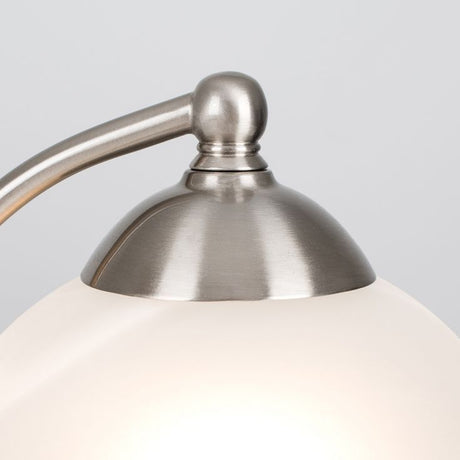 Stamford Satin Nickel Crescent Table Lamp Glass Shade
