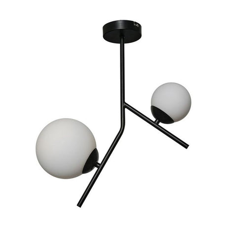 Beauworth 2 Way Black Ceiling Light With Opal Glass Shade