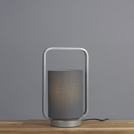 Edwin Silver Table Lamp With Grey Shade