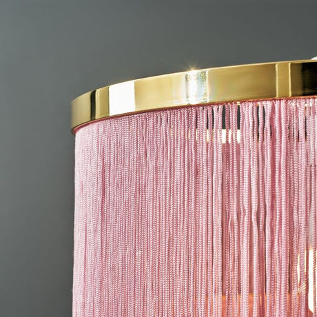 Charleston Polished Brass Pendant Shade With Pink Tassels