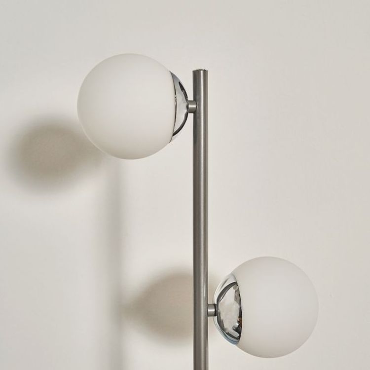 Beauworth 3 Way Cool Grey And Brushed Chrome Floor Lamp With Opal Glass ...