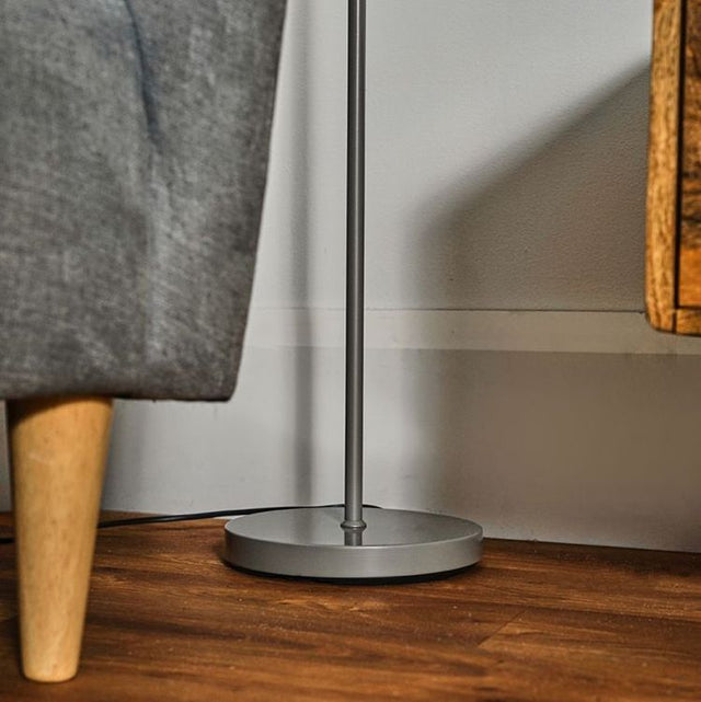 Beauworth 3 Way Cool Grey And Brushed Chrome Floor Lamp With Opal Glass Shade