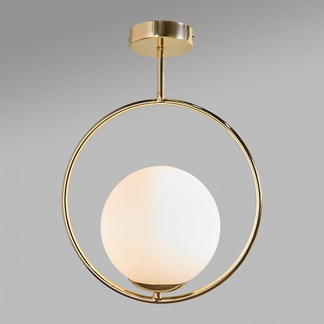 Beauworth Gold Ceiling Light Fitting With White Opal Glass Shade