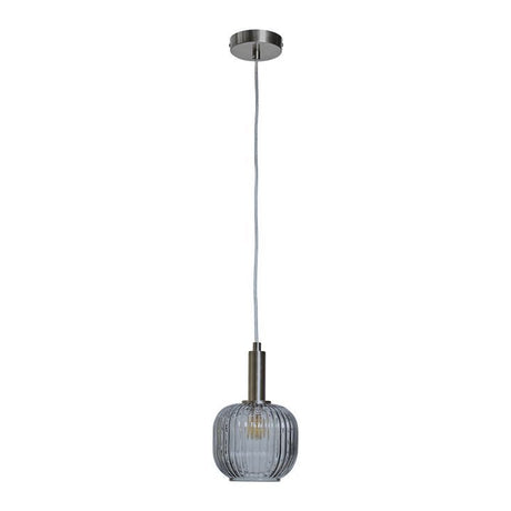Stratton Brushed Chrome Ceiling Light With Ribbed Smoked Glass Shades