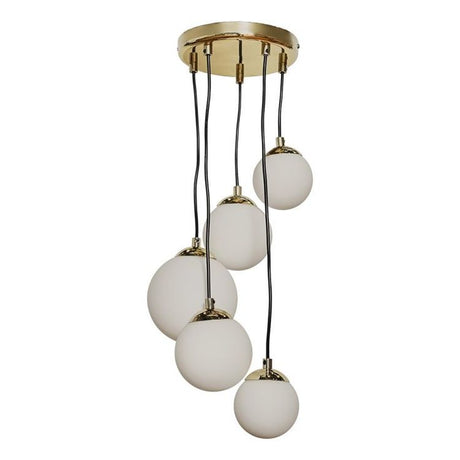 Beauworth Brushed Gold 5 Way Ceiling Light With Opal Glass Shade