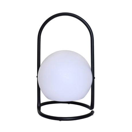 Corte Black Metal RGB LED Rechargeable Table Light w/ White Globe Shade