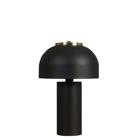 Geneva Matt Black & Satin Brass Cylinder Table Lamp With Domed Shade