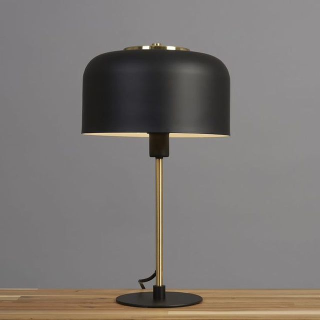 Geneva Matt Black & Brass Stem Table Lamp With Domed Shade