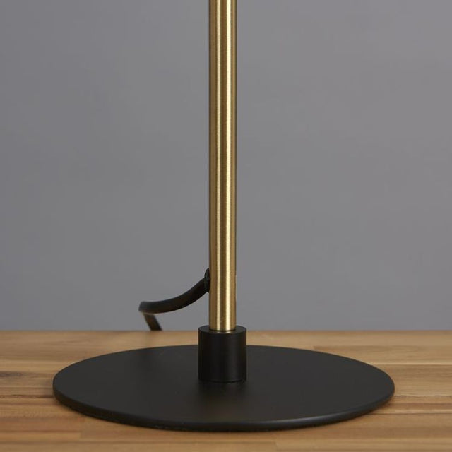 Geneva Matt Black & Brass Stem Table Lamp With Domed Shade