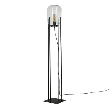 Dawlish Matt Black Floor Lamp With Glass Capsule Shade