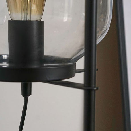 Dawlish Matt Black Floor Lamp With Glass Capsule Shade