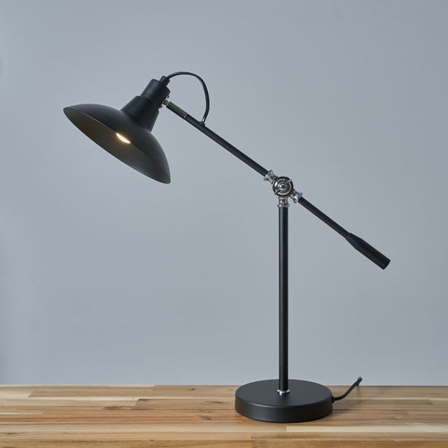 Civic Matt Black and Chrome Metal Table Lamp