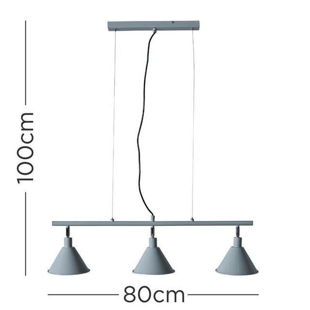 Brisner Grey and Silver 3 Way Over Table Ceiling Pedant Light