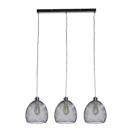 Novo Brushed Chrome 3 Way Over Table Ceiling Lights With Mesh Shades