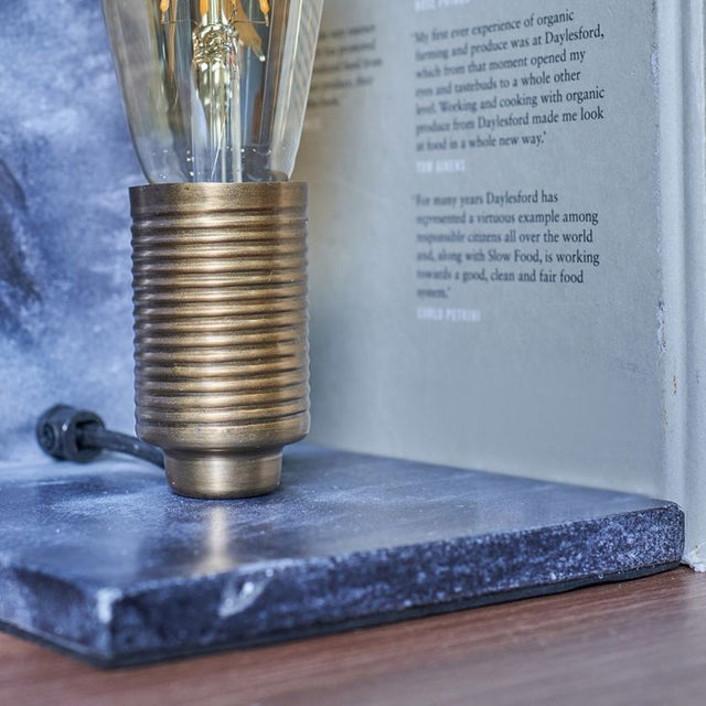 Idris Grey Marble and Brass Book End Style Table Lamp