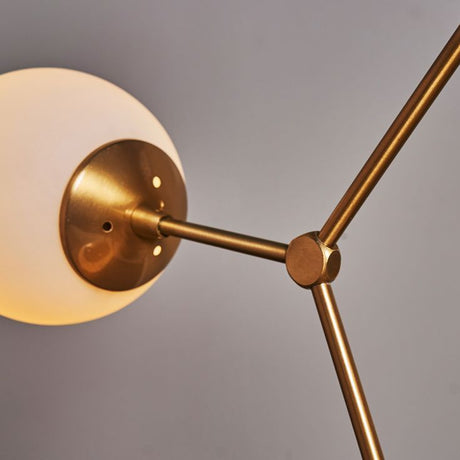 Cassini 3 Way Gold Ceiling Light With White Glass Globe Shades