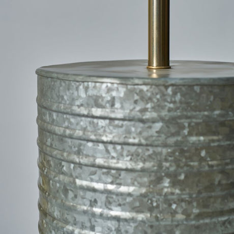 Fleming Zinc Coloured Metal Barrel Table Lamp