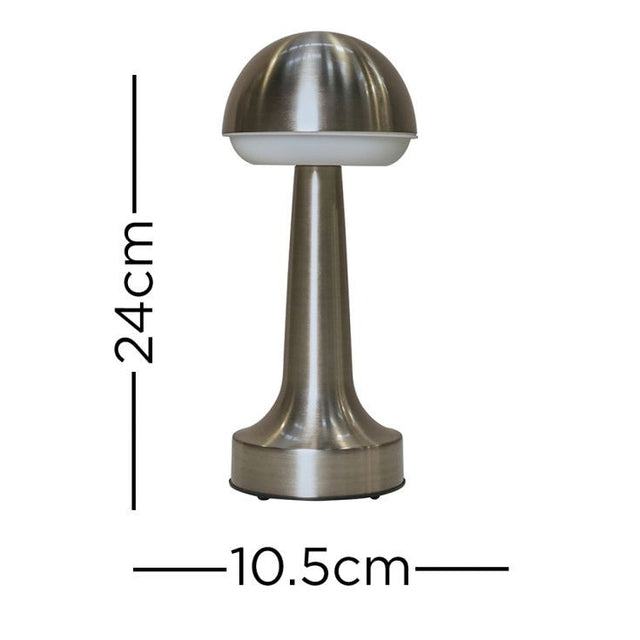IP44 Troy Satin Nickel LED Rechargeable Touch Table Lamp