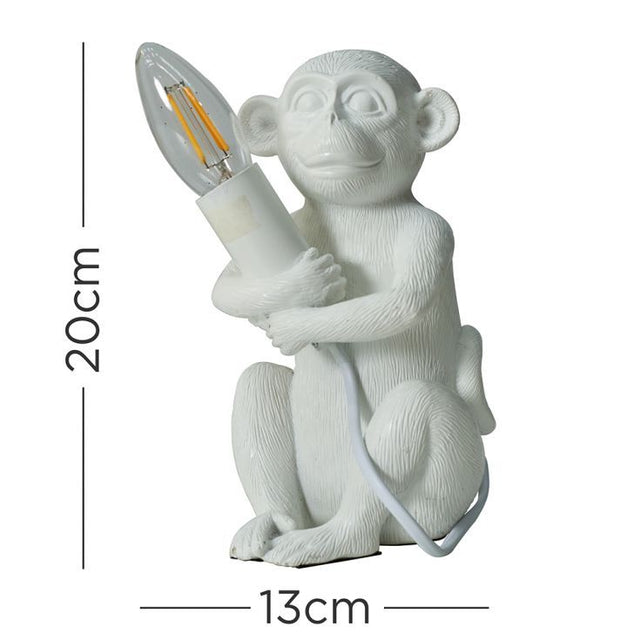 Baby Monkey Table Lamp White