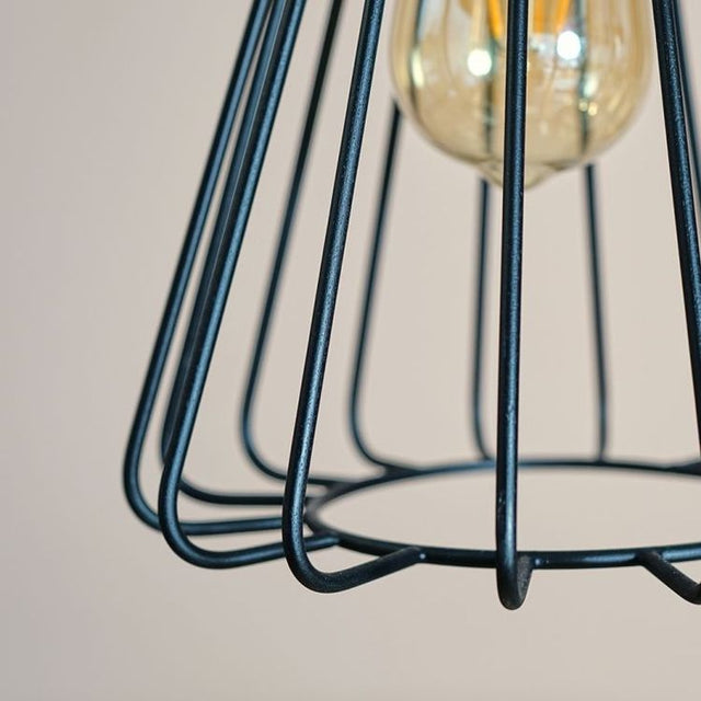 Edmund Industrial Black Wire Pendant Ceiling Light