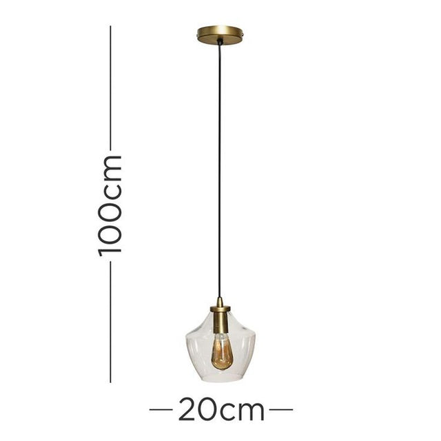 Aurelian Antique Brass Pendant Ceiling Light With Tapered Glass Shade